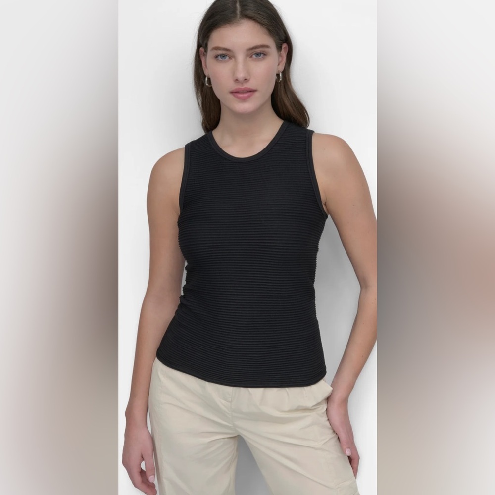 DKNY Black Ribbed Tank Top